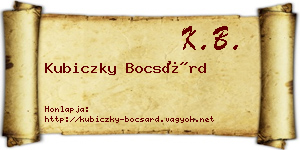 Kubiczky Bocsárd névjegykártya